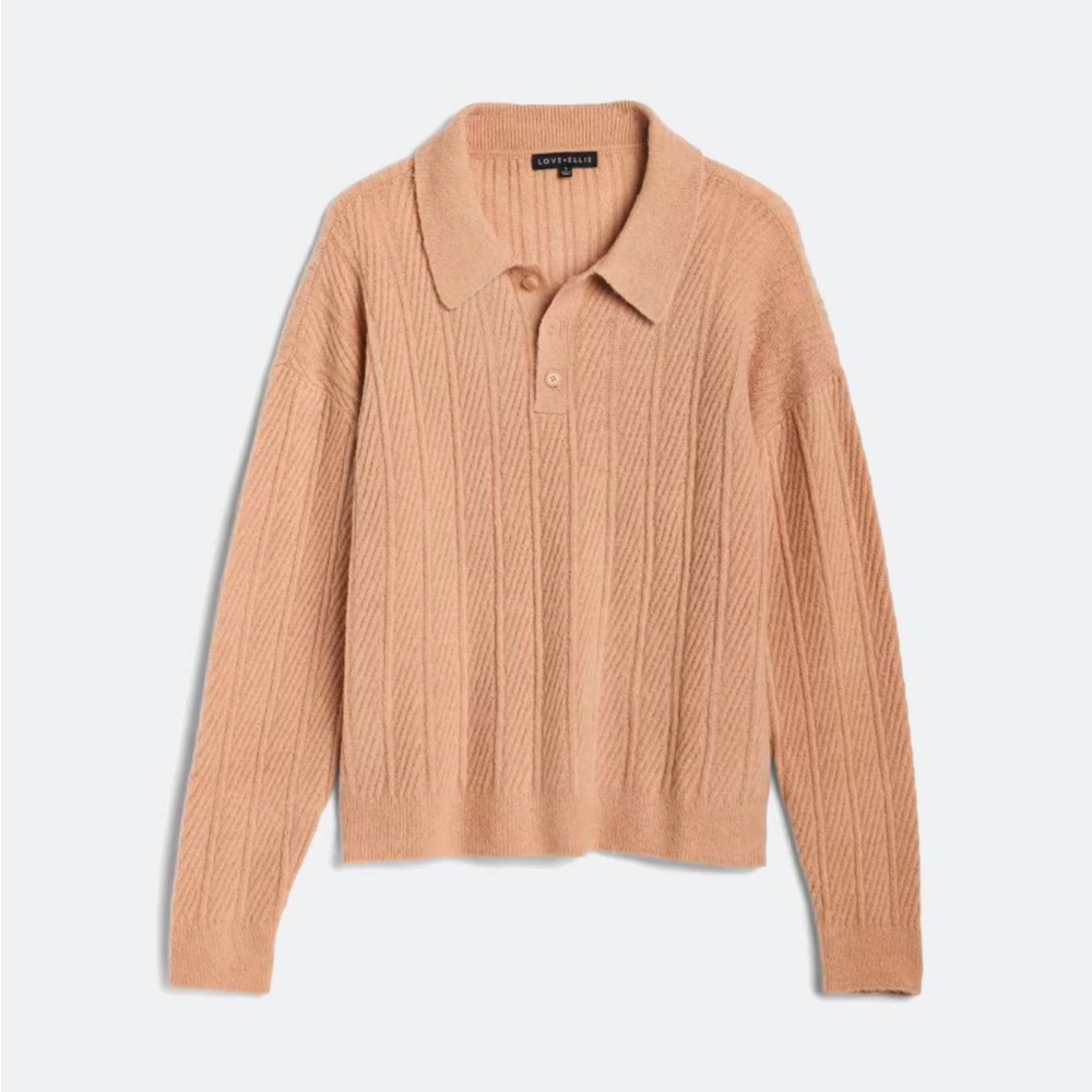 Love Ellie Beige Pull Over Collared Sweater XL NEW